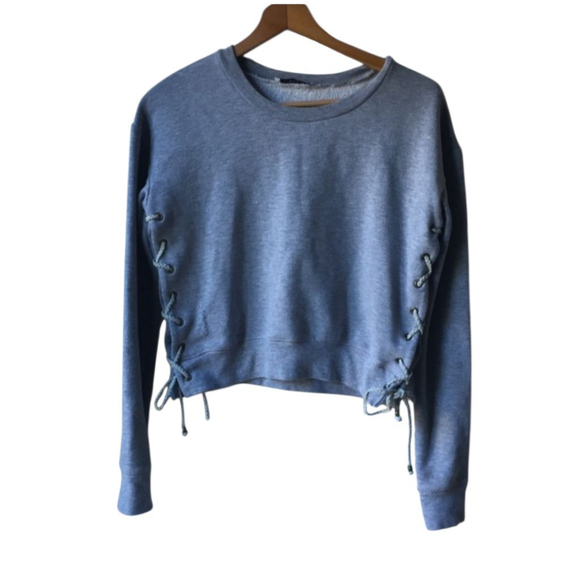 Ragdoll! Edgy Side Laced Sweatshirt with Embrodierd Stich Detail Well Made C/P - Picture 10 of 14
